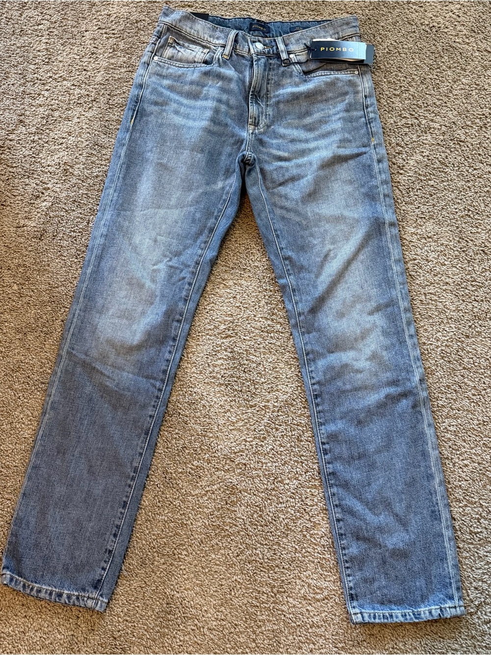 Piombo Men's Light Blue Slim Straight Jeans